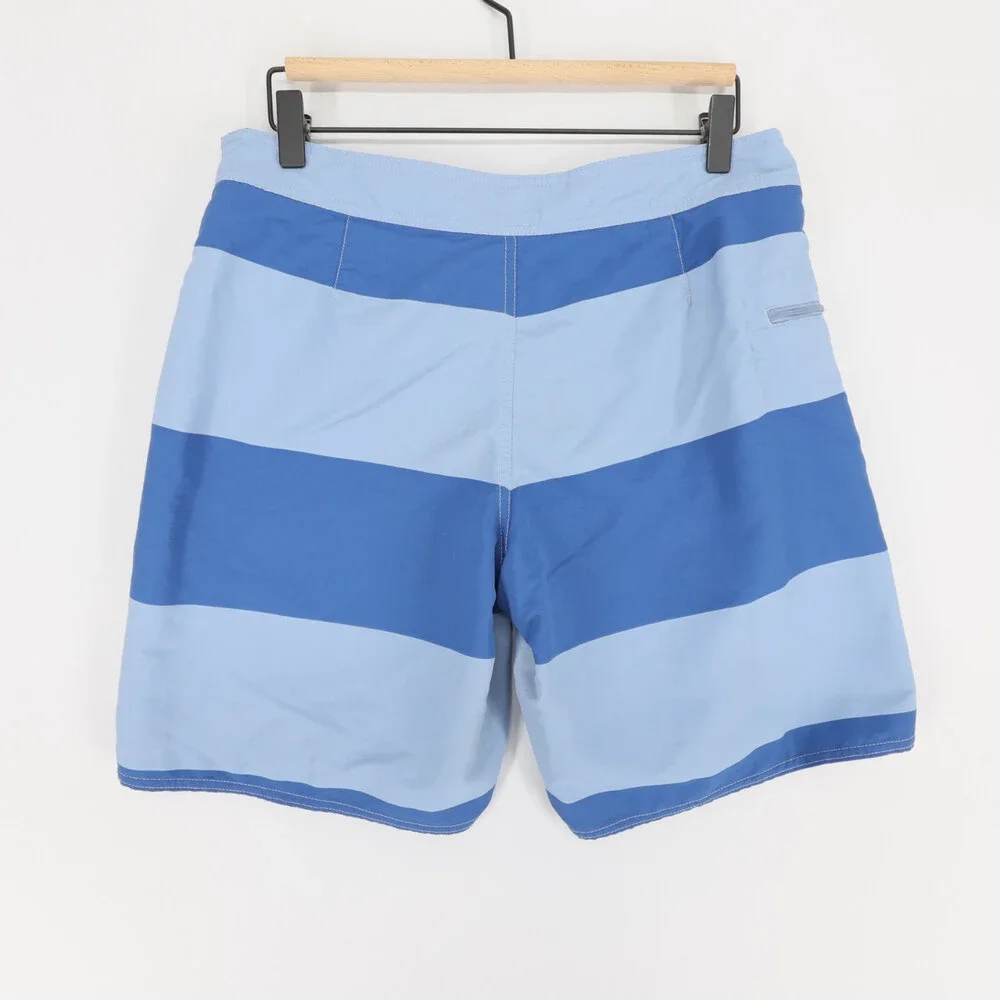 Patagonia Minimalist Wavefarer Board Shorts Mens 31 Blue Striped Swim Trunks